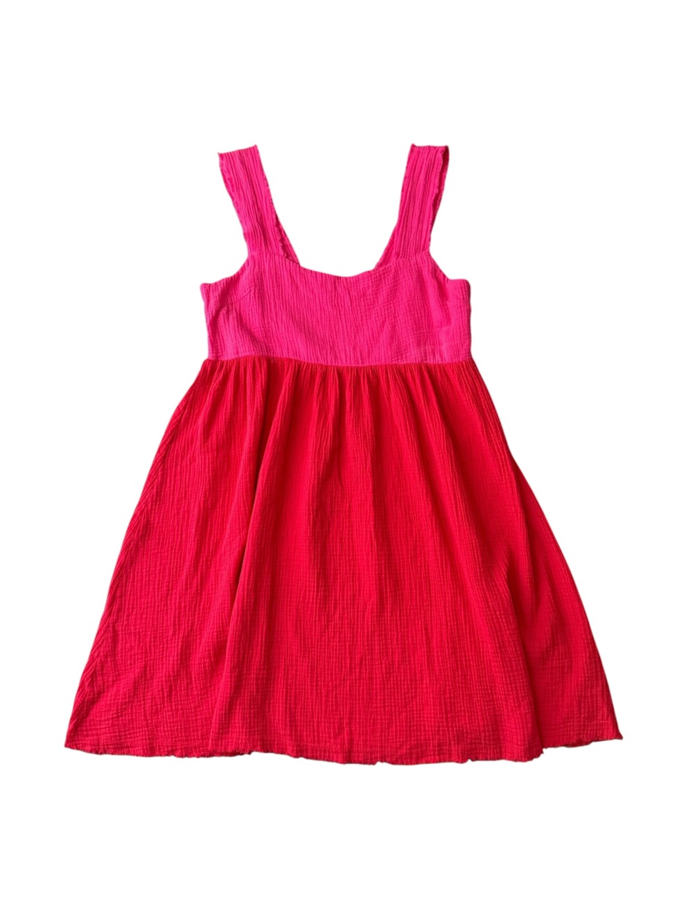 Natural Life Tricia Pink Red Cotton Gauze Midi Dress Colorblock Fairy Boho Med - Picture 8 of 12